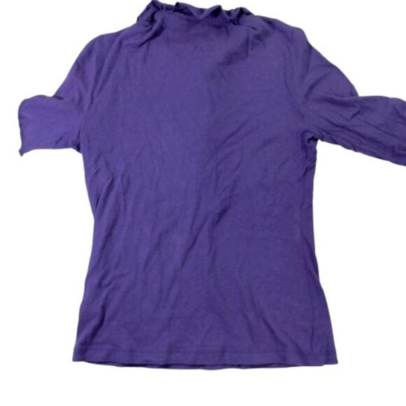 Tory Burch Lidia Purple Long Sleeve Ruffle Polo Shirt Small Preppy Twee … - Picture 3 of 8
